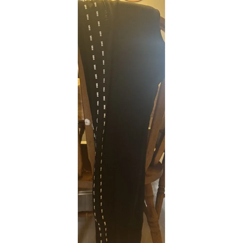 Pink Victoria Secret Tapered Track Pocketed Sweatpants Black Sz M Side Zippers